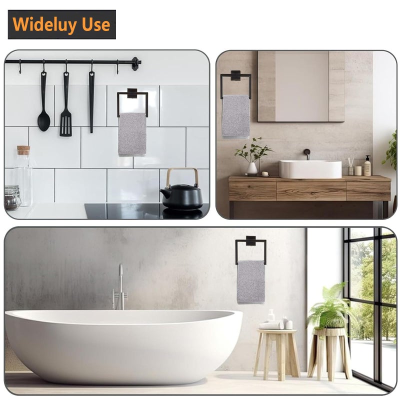 JOPOFI Towel Ring - Thicken SUS 304 Stainless Steel Towel Holder for Bathroom  Square Modern Design Hand Towel Holder  Contemporary Hand Towel Bar - Matte Black - Image 4